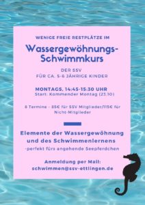 Read more about the article freie Plätze für die Wassergewöhnung!